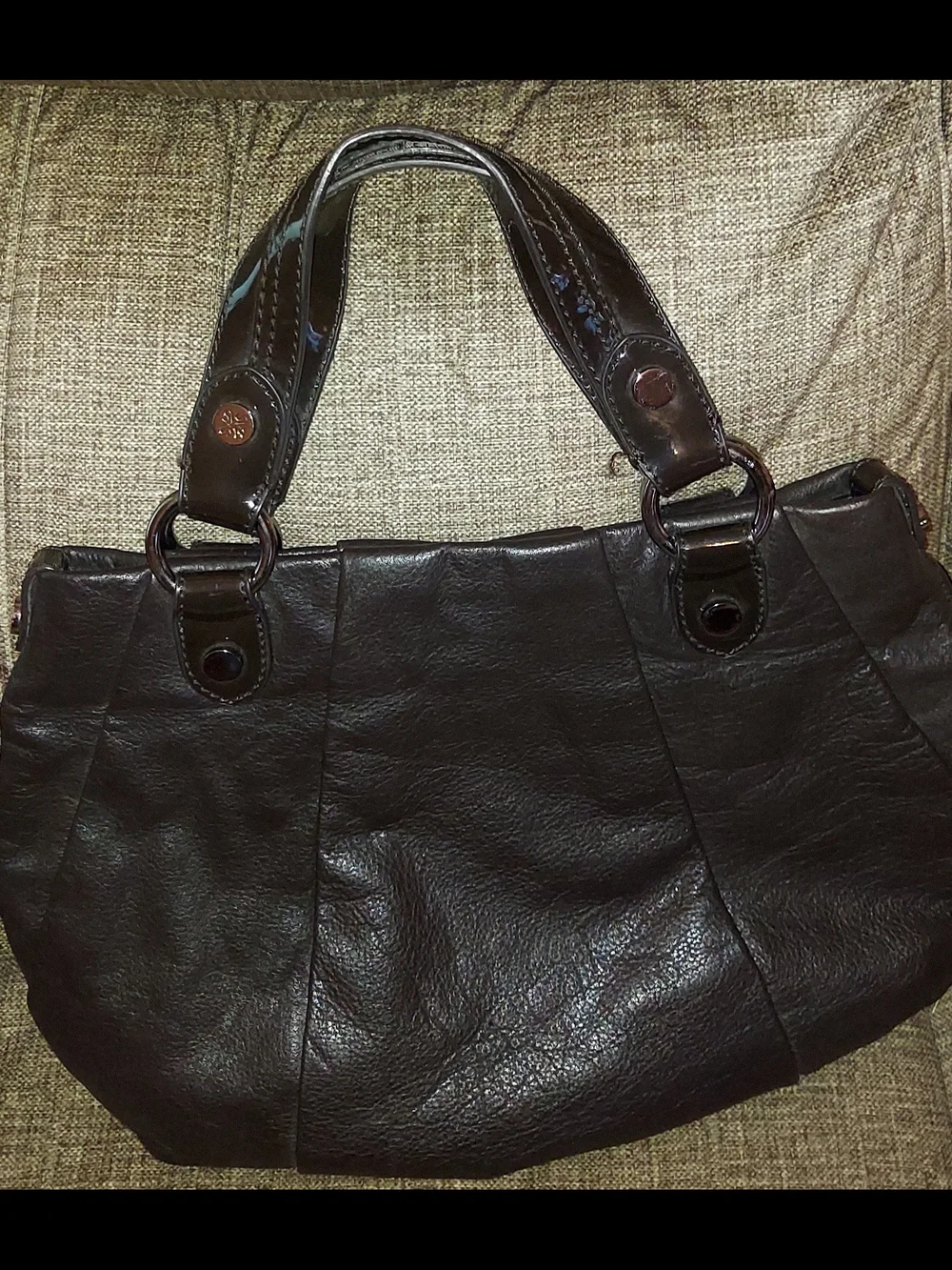 Simply Vera Vera Wang Black Satchel with Patent Handles
